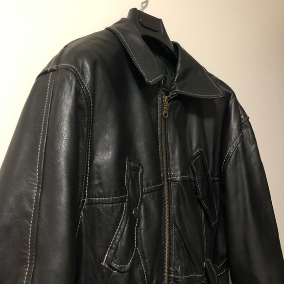 VINTAGE 80s Leather Jacket - Picture 6 of 9